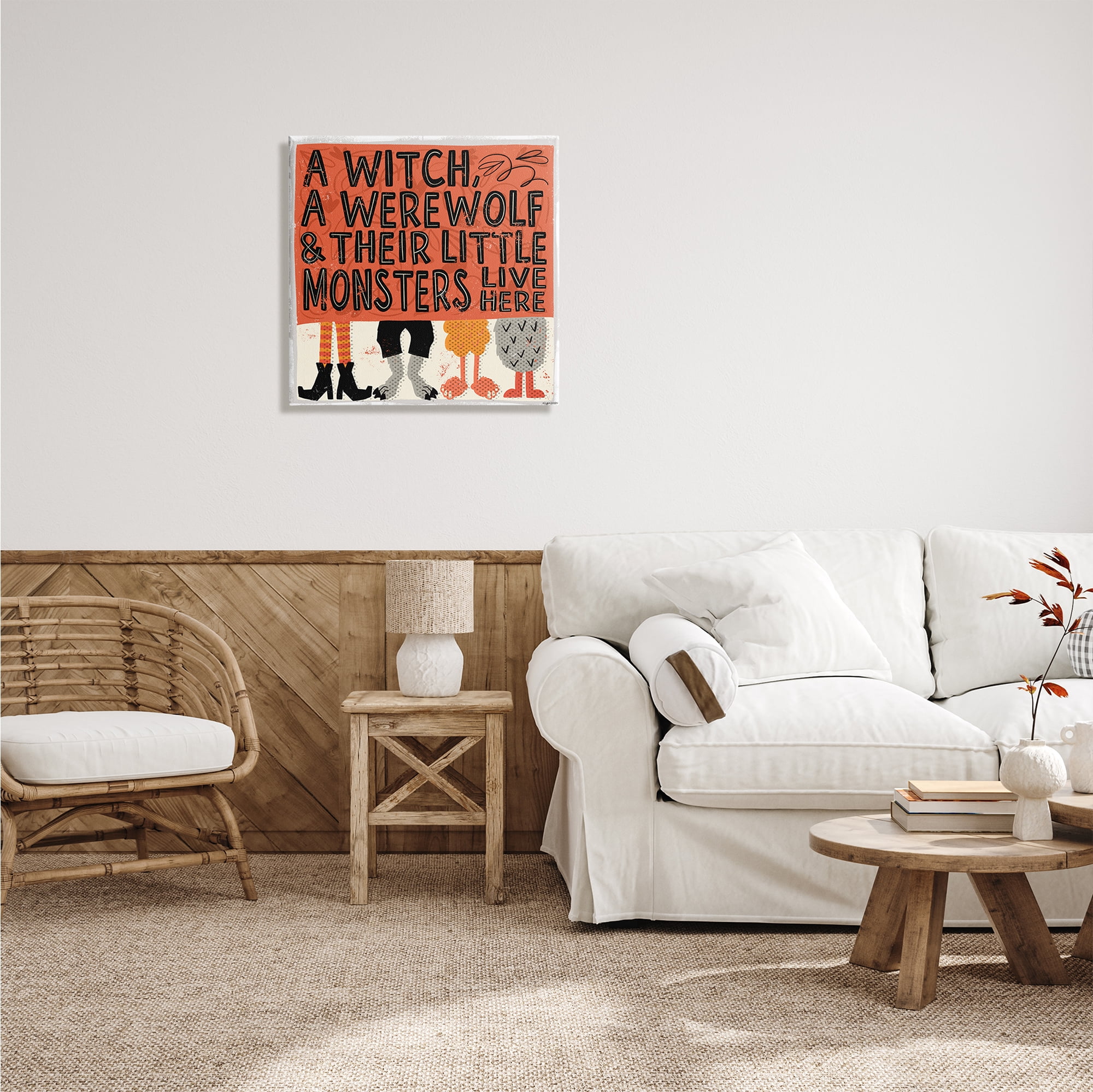 Stupell Industries Witch Werewolf Little Monsters Live Here Halloween Family, 24 x 24, Design by Kyra Brown