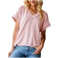 thumbnail image 1 of Birdeem Blouses pour Femmes Mode Décontractée Tricotée Manches Courtes Col en V Blouse, 1 of 1