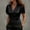 Black v neck satin blouse a1, variant on Women's V Neck Short Sleeve Blouse Ruched Satin Wrap Top Elegant Party Wear Casual Shirt, Rose Gold M