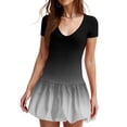 thumbnail image 2 of Women's Gradient Short Sleeve Mini Skater Dress Casual Fit and Flare Party Graduation Dress, 2 of 5