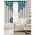 thumbnail image 2 of Teal Blue Science Kitchen Curtains Funny Cartoon Artwork Wood Grain Cafe Short Curtains for Bathroom Blackout Window Curtain Grommet Small Window Treatment Drapes for Bedroom Living Room 52"x45"x2, 2 of 9