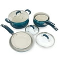 thumbnail image 3 of Oster Corbett 8 Piece Nonstick Aluminum Cookware Set in Teal, 3 of 3