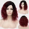 thumbnail image 4 of RightOn Wine Red Wig for Women Short Curly Wavy Bob Wig Black to Wine Red Hair Wig with Wig Cap, 4 of 5