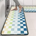 thumbnail image 2 of Kitchen Rugs Sets Of 2,Colorful Gradient Checkerboard Checkered Pattern Anti Fatigue Kitchen Mat Rugs Non Slip Washable,Decorative Kitchen Floor Mats for Kitchen,Sink,Laundry,17"x47"+17"x47", 2 of 5