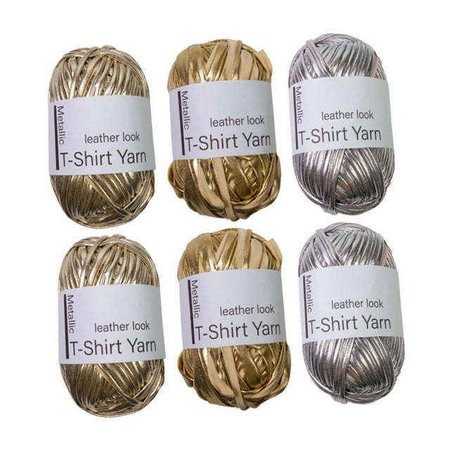 Hilo metálico para camiseta, hilo para tejer a mano, fácil de transportar, suministros para tejer, suave, crochet, multiusos, para llaveros, mantas, Oro Plata