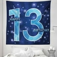 thumbnail image 1 of Blue Tapestry, 13 Polygonal Effect Emblem on Dark Blue Backdrop and Stars, Fabric Wall Hanging Decor for Bedroom Living Room Dorm, 5 Sizes, Dark Blue Pale Blue, by Ambesonne, 1 of 1