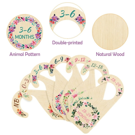 MALLMALL6 8Pcs Floral Baby Closet Dividers Double Sided Baby Closet Organizers