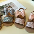 thumbnail image 3 of Sequin Bow Girls Dress Sandals for Toddler Little Kids Bling Summer Open Toe Dressy Princess Flats Wedding, 3 of 5
