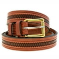 thumbnail image 3 of Mens 1 1/4" Medium Brown English Bridle Leather Belt Embossed Nickel-Free, 3 of 4