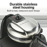 Hamilton Beach Belgian Waffle Maker with Removable Non-Stick Grids, Roataing Waffle Iron, Stainless Steel