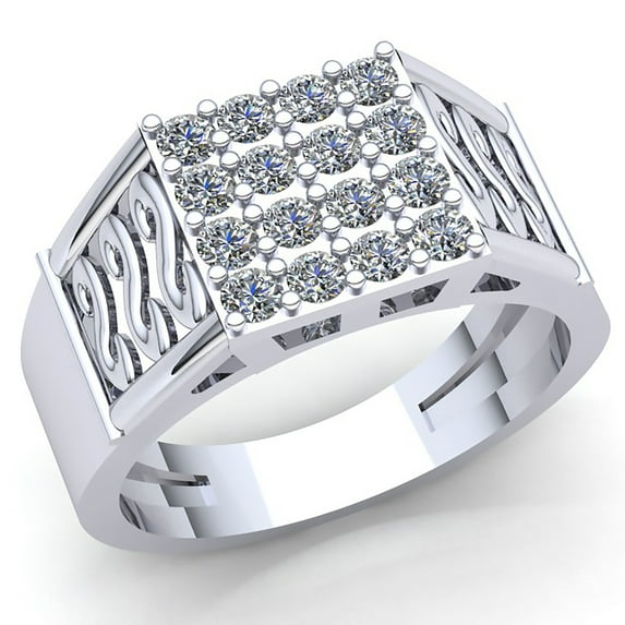 Natural 1ct Round Cut Diamond Mens Cluster Anniversary Engagement Ring Solid 14K Rose, White or Yellow Gold GH SI2