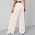 thumbnail image 5 of Women's High Waist Pleated Wide Leg Dress Pants Solid Color Flowy Loose Straight Suit Trousers with Pockets Business office Casual Pants Beige, 5 of 5