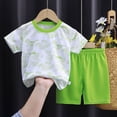 thumbnail image 2 of Xudanell Toddler Baby Boy Summer Clothes Short Sleeve Tops+Elastic Drawstring Plaid Shorts Dinosaur Print Outfit Set Size 1-2 Years, 2 of 4