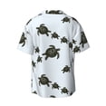 thumbnail image 5 of Uemuo Sea Turtle Pattern Cotton Linen Short Sleeve Shirts,Casual Lightweight Button Down Shirts,Vacation Beach Summer Tops-XX-Large, 5 of 7