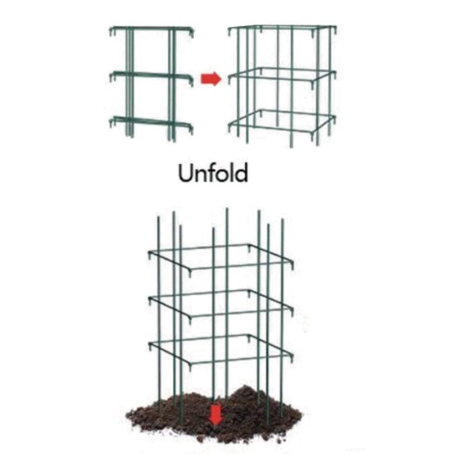Ferry-Morse 4-Piece Multi-Use Tomato Cage & Trellis Garden Tomato Cages Plant Support Square Pole, Heavy Duty Steel Plant Tower Stakes