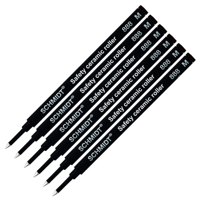 Paquete de 6 recargas Schmidt 888 para rollerball, tinta negra, punta media