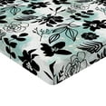 thumbnail image 4 of Ambesonne Floral Boho Fitted Sheet, Hibiscus and Rose Print, Queen Size, Charcoal Grey White, 4 of 5