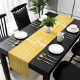 thumbnail image 3 of Yellow Striped Table Runner 48 Inches Long, Modern Geometric Abstract Retro Kitchen Coffee Dining Table Decoration for Home Party Birthday Wedding Home Decor 13x48 Inches, 3 of 8