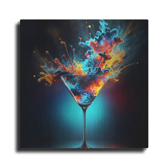 Luxe Metal Art 'Colorful Drink' by Rey Klimt Metal Wall Art, 24" x 24"