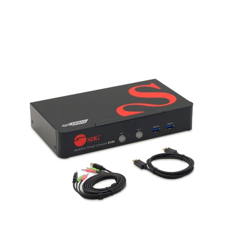 UPC: 0662774042947 | SIIG 2-Port CEDP0F11S1 DisplayPort 1.2 4K Smart Console KVM Switch with USB 3.0 Multi-Media