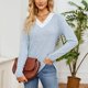 thumbnail image 5 of Top de otoño con cuello en V y empalme de encaje para mujer Top básico de manga larga holgado para mujer Camiseta de manga larga con cuello en V para mujer Top básico holgado ANGGREK  Otros, 5 of 7