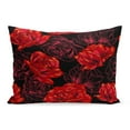 thumbnail image 1 of BOSDECO Housse de Coussin Motif Roses Rouges sur Fond Blanc 20x30 Pouces, 1 of 1