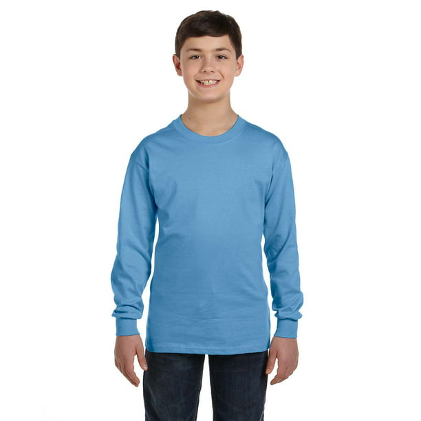 Gildan - The Gildan Youth 53 oz Long Sleeve T-Shirt - CAROLINA BLUE - L ...