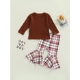 thumbnail image 2 of Seyurigaoka Baby Girls Outfits, Long Sleeve Crew Neck Tops with Plaid Flare Pants, 2 of 8