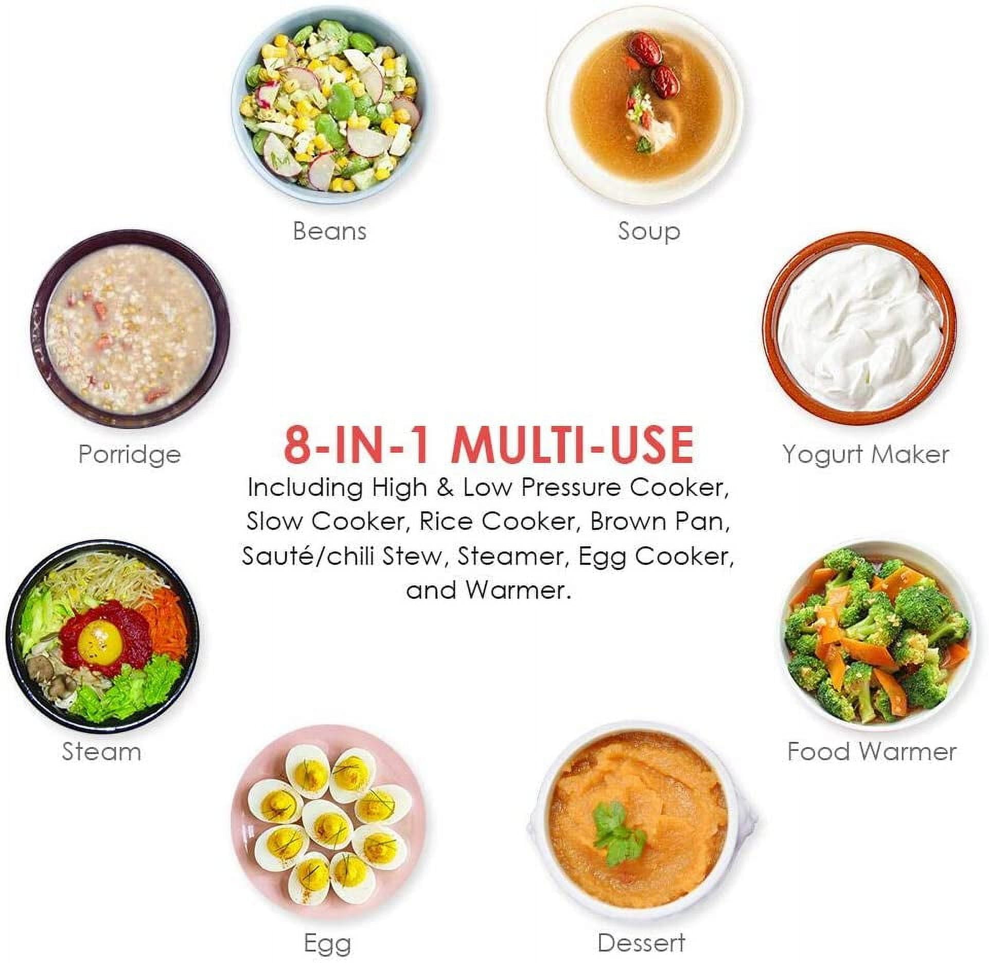 3 Quart Electric Pressure Cooker 8-in-1 Multi-Use Programmable  with Slow Cook Rice Steamer Sauté Warmer for Home Kitchen