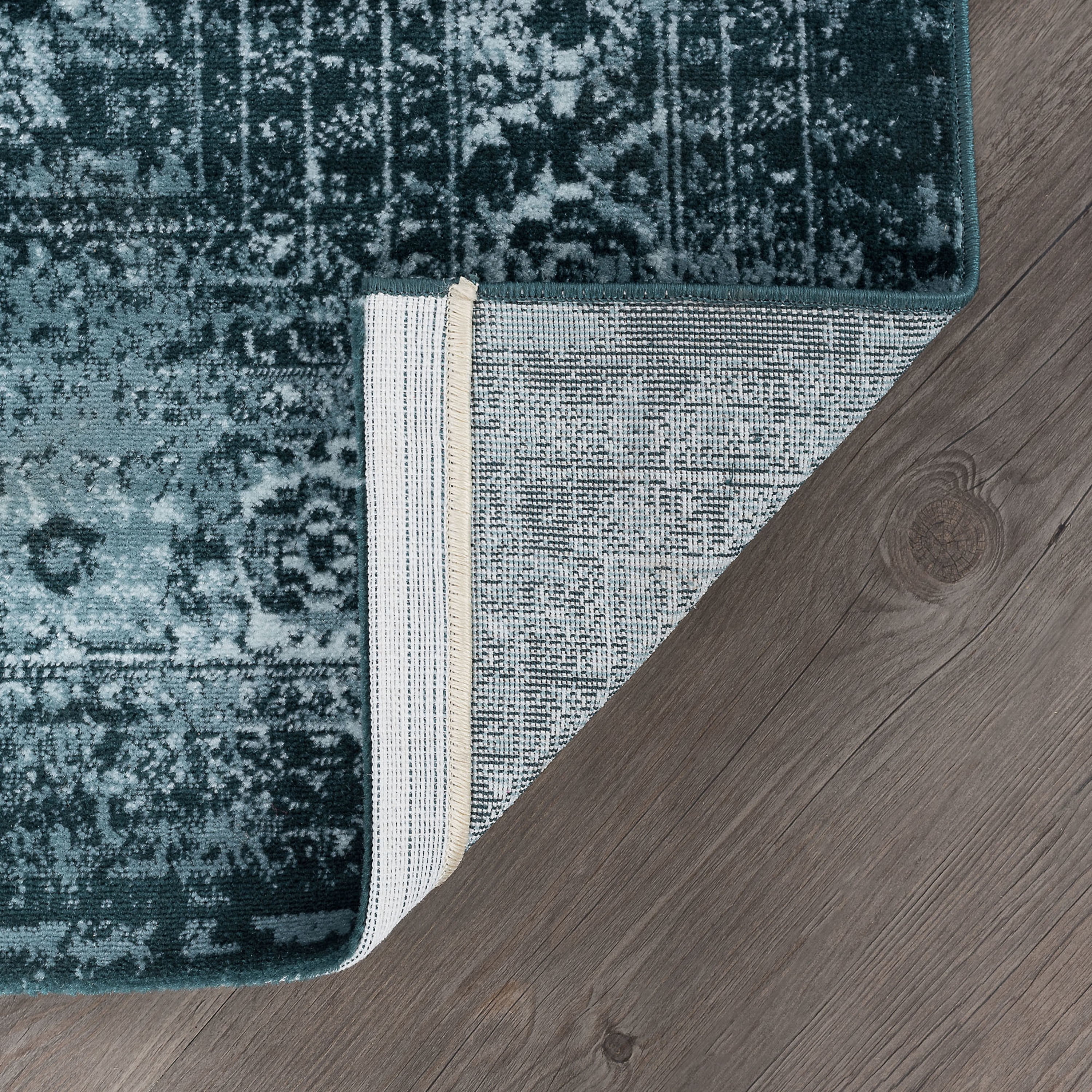 Transitional 7x10 Area Rug (6'7'' x 9'6'') Oriental Blue, Ecru Living Room Easy to Clean
