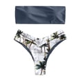 thumbnail image 1 of Conjunto De Bikini Dividido Traje De Baño De Dos Piezas Con Patrón De Coco Fino De Talle Alto Para Vacaciones Gris Roca M, 1 of 7