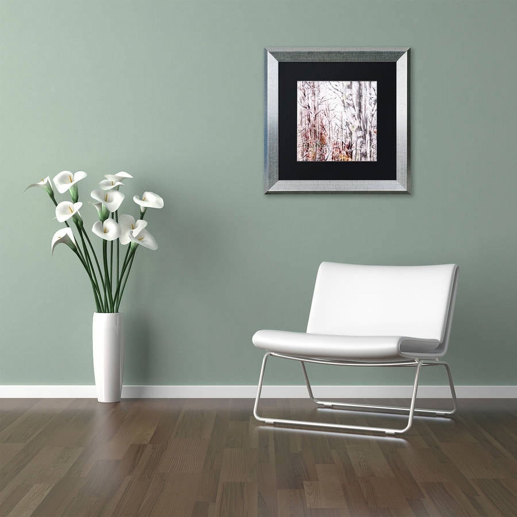 Trademark Fine Art "Winter Trees" Canvas Art by Lisa Powell Braun, Black Matte, Silver Frame