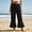 Black, variant on Jerdar Linen Pants Women Summer Casual Loose Wide Leg Drawstring Elastic Waist Ruffle Hem Capri Pants with Pockets XL