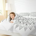 thumbnail image 4 of Manfei Grey Damask Flower Full Size Comforter Sets, Tribal Hippie Mandala Bedding Comforter Set, Teen Adult Female Man Reversible Bedding Sets, Breathable Home Decor, 3pcs, 4 of 8