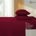 Picture of Sathi Linen 600 Thread Count  100% Cotton 4-Pcs (1-Flat Sheet +1- Fitted Sheet + 2-Pillow Cover ) Sheet set Color Burgundy Solid Size Twin Size Deep 15 Inch  Pattern Solid 