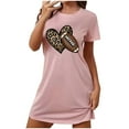 thumbnail image 2 of Sakmal Moomoo Dresses for Women Pink Short Comfy Sleepwear Short Sleeve Rugby Print Nightgowns for Women, 2 of 6