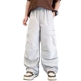 thumbnail image 2 of Atogsazn Boys Baggy Wide Leg Cargo Pants Childrens Casual Loose Fit Sweatpants Quick Dry Lightweight Trouser with Pocket Gray 5-6 Years Fashion, 2 of 9