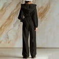 thumbnail image 6 of QQZ Wide Leg Hooded Jumpsuit For Women, Zip Front Elastic Waist Corduroy Casual Jumpsuit For Loungewear Vacation Daily Wear, 6 of 7