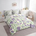 thumbnail image 2 of jejeloiu Retro Floral 7 Pieces Full Size Bedding Sets For Girls,Mid-Century Pattern Full Size Bed in a Bag,Purple Green Cream,Light Gray Reversible, 2 of 7