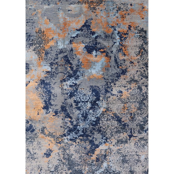 Ahgly Company Indoor Rectangle Mid-Century Modern Dark Gray Area Rugs, 8' x 10'
