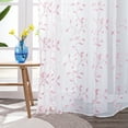 thumbnail image 4 of Deconovo Sheer Curtains 96 inches Long, Kids Room Pink Leaves Embroidered Drapes, Rod Pocket Voile Panels - 2 Panels, Each 52x96 in, Pink, 4 of 7