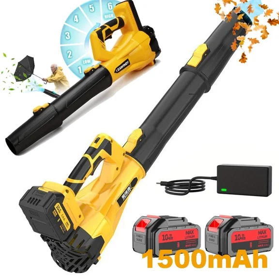 Upgraded 2026 Cordless Leaf Blower 580CFM/160MPH & 6 Speed Levels Electric w/2 Batteries 4.0Ah for Wet Leaves, Snow, Debris on Driveway, Patio, Lawn, Winter Ready