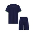 thumbnail image 2 of iefiel Kids 2pcs Sports Suit Quick Dry Printed Contrast Color Shirts Shorts Set For Football Basketball A Navy Blue 26, 2 of 7