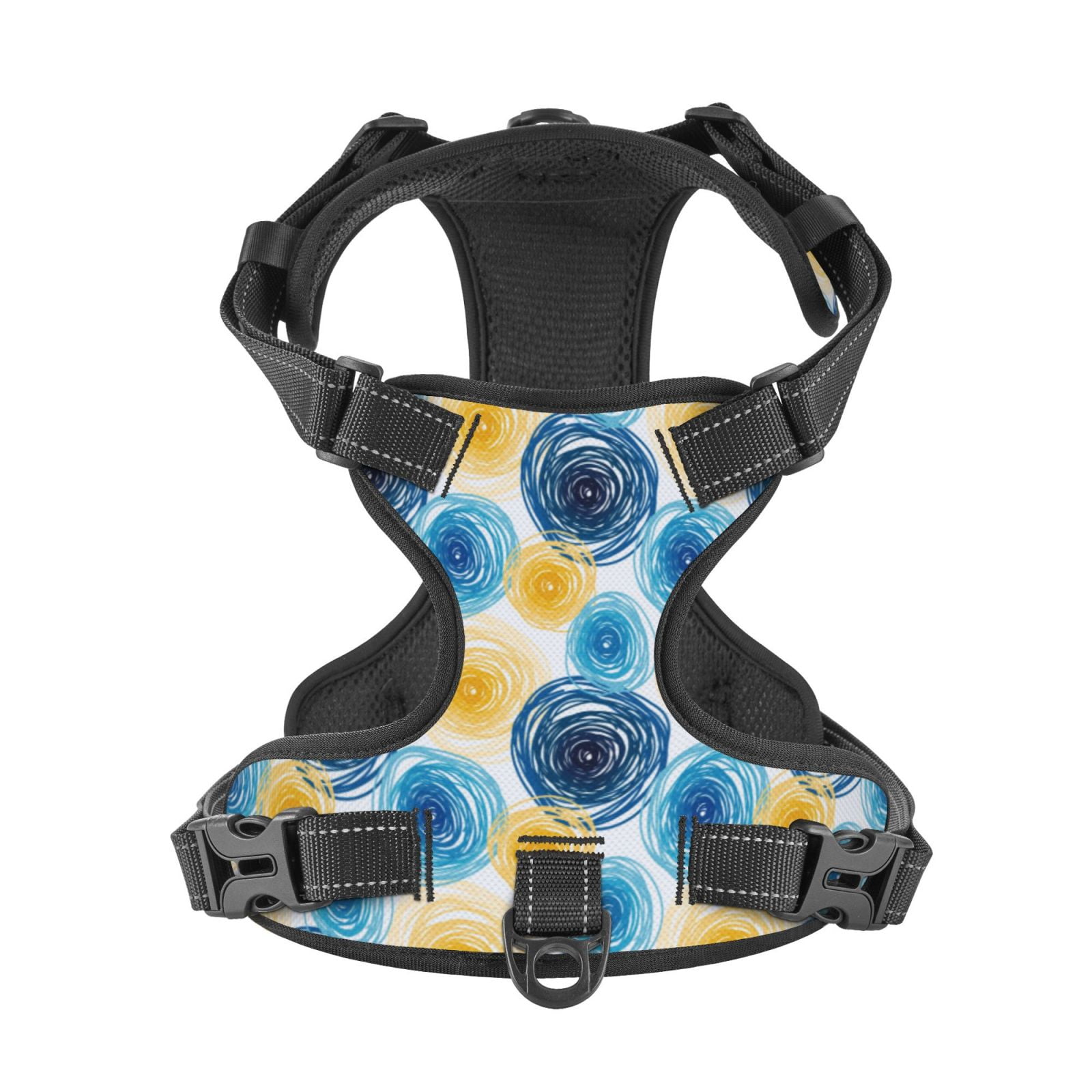 Kdxio Circular Print No Pull Dog Harness Adjustable Reflective Oxford Easy Control Medium Large Dog Harness for Training and Everyday-X-Large
