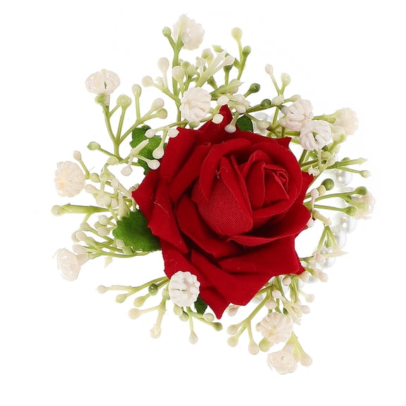 FUEENIRVA Red Rose Wrist Corsage for Bridesmaids and Wedding Party Durable Reusable Accessory