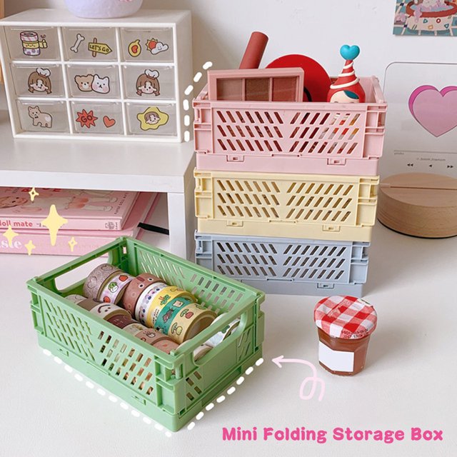 Muyoka Mini caja plegable Caja de almacenamiento plegable de plástico Cesta Caja de contenedores de cosméticos de escritorio Muyoka Hogar