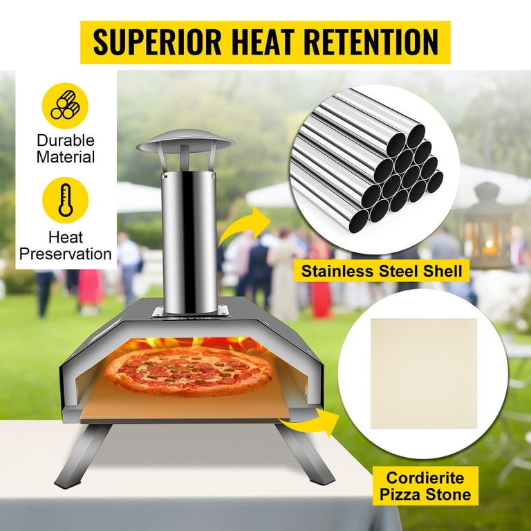 VEVORbrand Portable Pizza Oven, 12 Pellet Pizza Oven, Stainless Steel Pizza  Oven Outdoor, Wood Burning Pizza Oven with Foldable Feet Wood Oven with  Complete Accessories u0026 Pizza Bag - Walmart.com