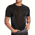 thumbnail image 5 of VBTAPA Men's Hollow Out Short Sleeve Round Neck T Shirts Sheer See Through Party Tee Tops Black XL, 5 of 7