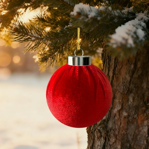 Bolas De Terciopelo Flocado Bolas De Navidad De Terciopelo Flocado De 6cm, Adornos Colgantes De Plástico Irrompibles Para Decoración Navideña (1 Unidad) Rkxzt