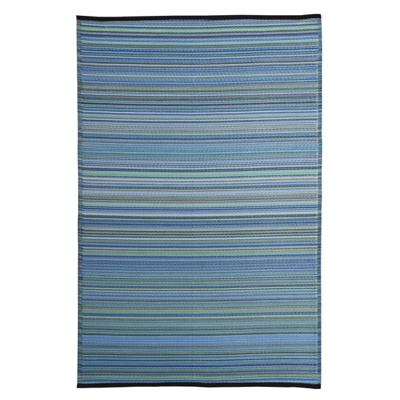 Erbanica 6' x 9' Blue Stripes Indoor Outdoor Reversible Rug